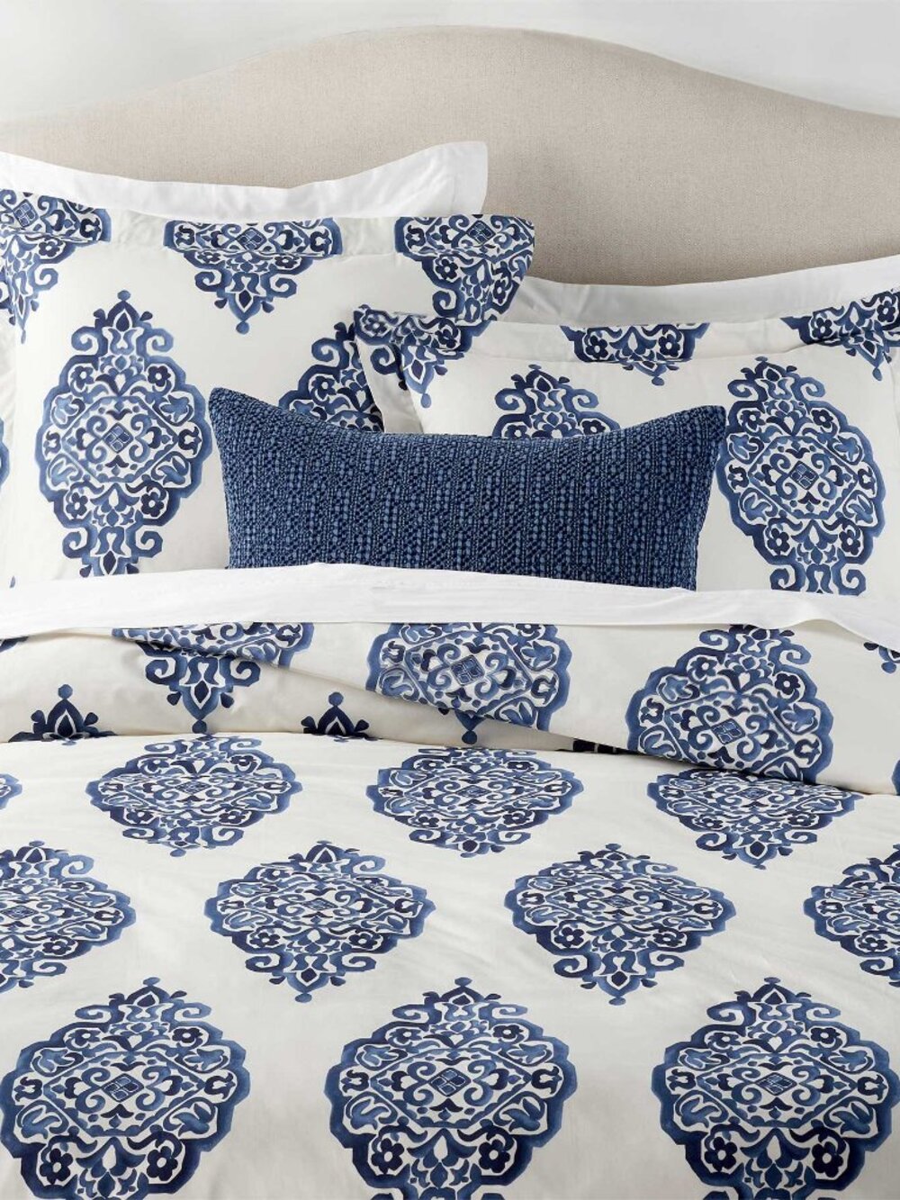 Set/3 POTTERY BARN *Full/Queen* Duvet Cover & 2 Shams Organic Asher Medallion